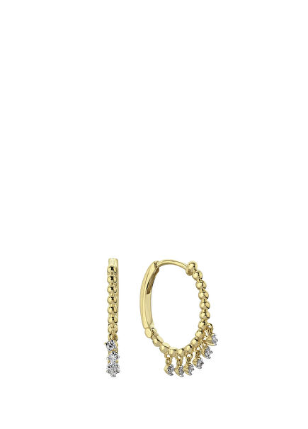 Diamond Ring Shaped Women's Gold Earrings